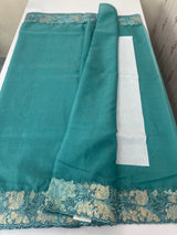 Soft Organza saree with cutwork tissue applique borders - MCW765