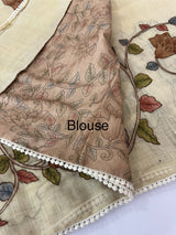 Tissue linen saree with applique work MLS5478