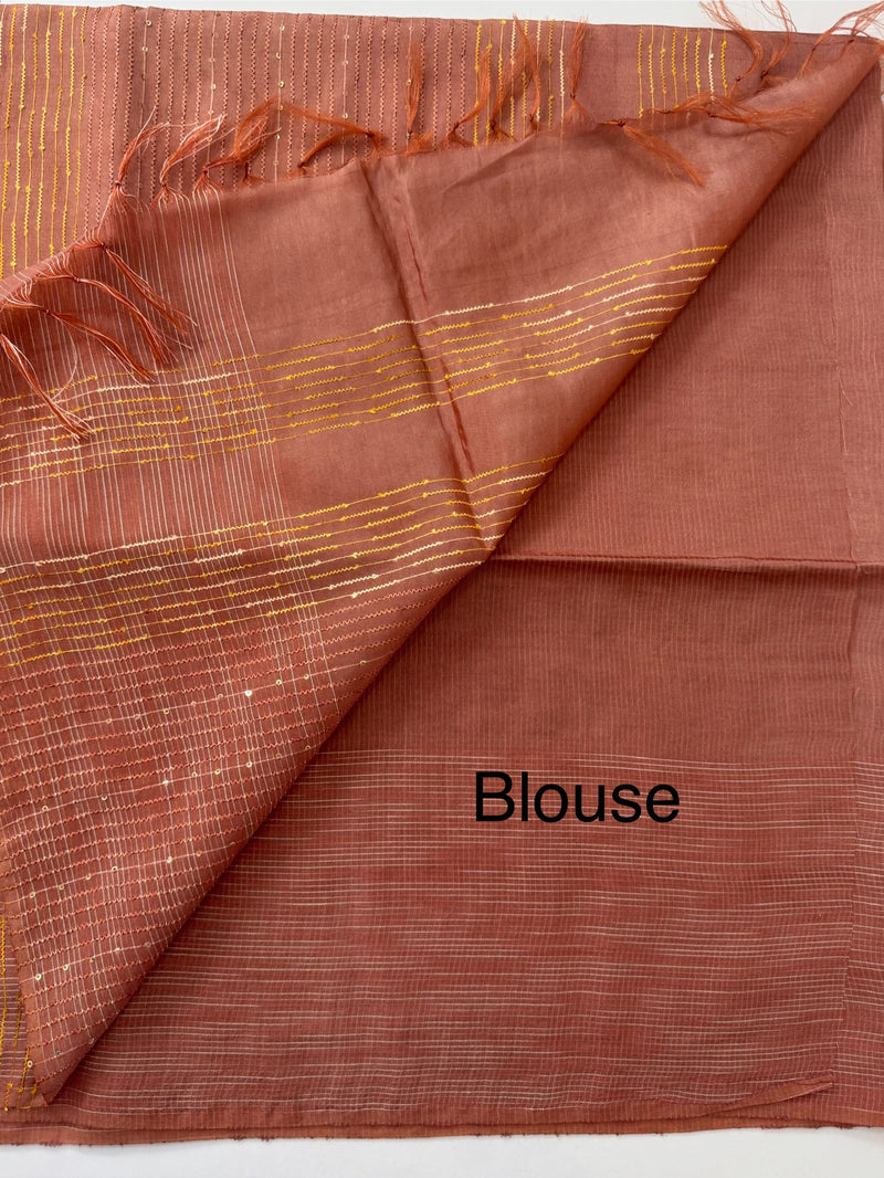 Blended tussar saree with thread work MTS5444