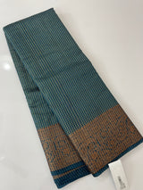 Semi silk saree with checks zari weaving MS81543- PeacockBlue
