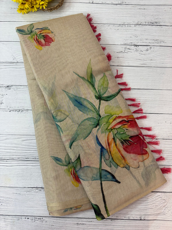 Tissue mix semi silk saree with digital prints MS8966