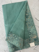 Soft Organza saree with cutwork tissue applique borders - MCW765