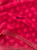 Chiffon Brasso saree with foil mirror work - MS7621 MaroonRed