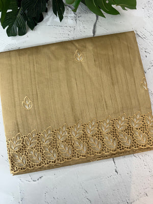 Semi tussar saree with cutwork MSHK566 Chiku