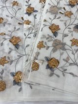 White Supernet saree with embroidery MSH153