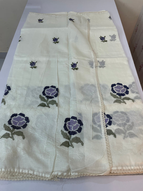 Soft kota checks saree with embroidery - STWICM