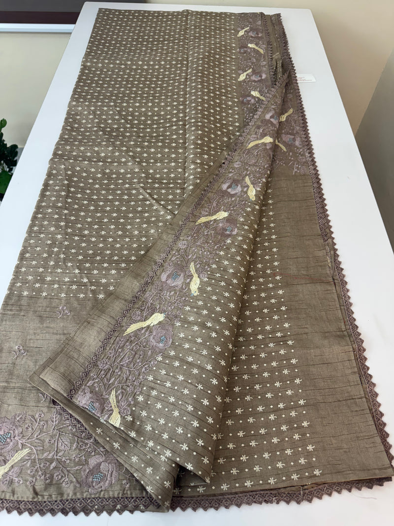 Blended tussar Saree with Embroidery SNFNICY4