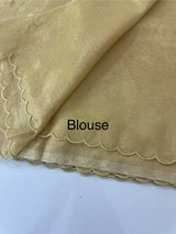 Tissue silk saree with mirror work and scalloped border MTSS432- DuskyYellow