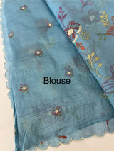 Crush Organza saree with embroidery work MBS699 Blue