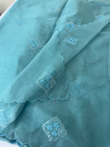 Organza saree with embroidery - MSH375 Blue