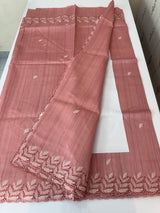 Blended tussar saree with cutwork - MSHK690 PeachyPink