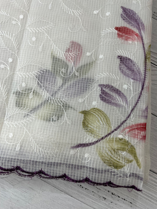 NetkKota saree with handpainting and embroidery MS7833