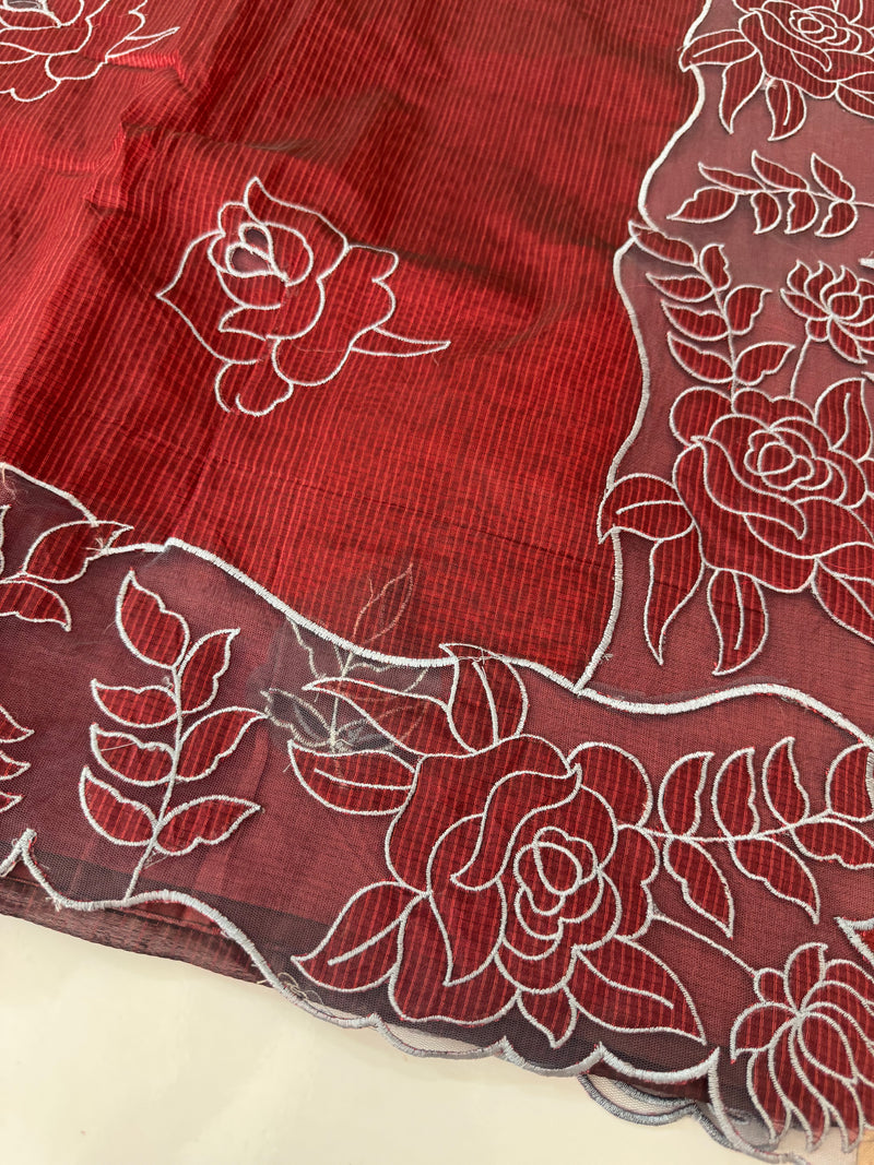 NetKota Applique work saree  MSH110- Maroon