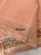 Semi linen saree with embroidery- MS15167