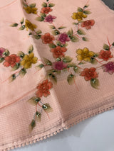 Kota saree with Digital Floral Print with Sequin Embellishment MS14953 PastelPeach