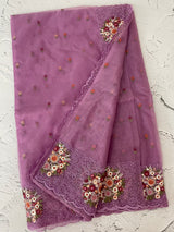 Organza saree with embroidery borders- MS7891