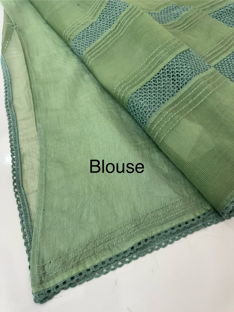 Supernet saree with crochet work and lace border MCJ5433