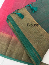 Jute silk sarees with contrast pallu & blouse MJL396