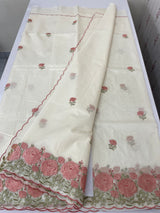 Mul chanderi embriodery saree with scalloped borders MSH176
