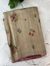 Pure desi tussar silk saree with kanta border- MTSB6