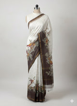 Semi tussar saree with hand painting, kanta embroidery and Pita work MS3433