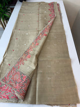 Cutwork semi Tussar saree MSTS351