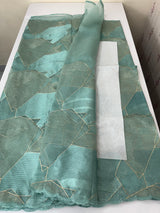 Glass organza saree with thread work- MOS330 Aquagreen