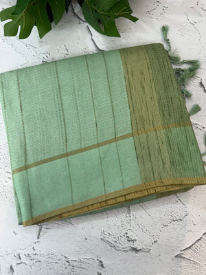 Semi soft Matka silk saree with borders MSS599 MintGreen