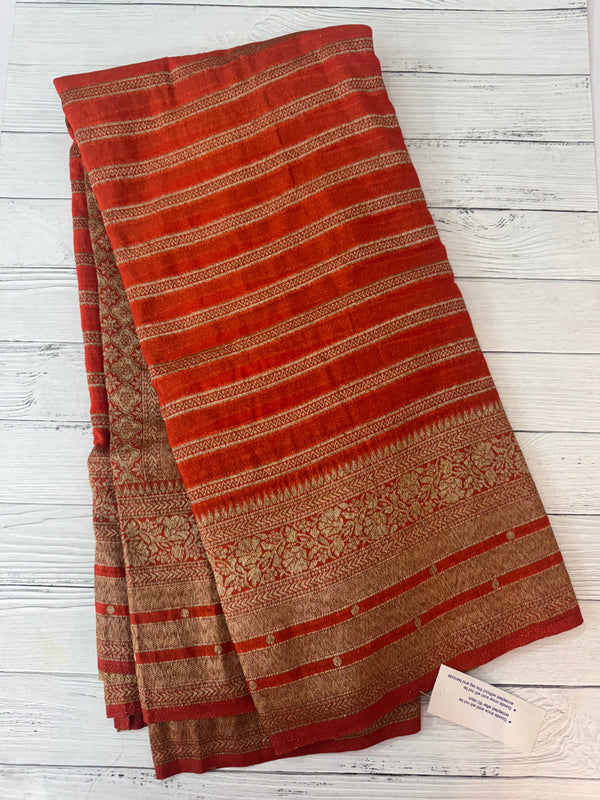Semi banarasi Khaddi Georgette saree - MS1499 BurntOrange