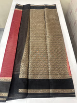 Semi silk saree with checks zari weaving  MS81543 : Red to Black