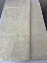 Moonga checks saree with Applique work  MSK766(4)-Ivory