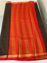 Crepe chiffon saree with small checks zari weaving  MS81890