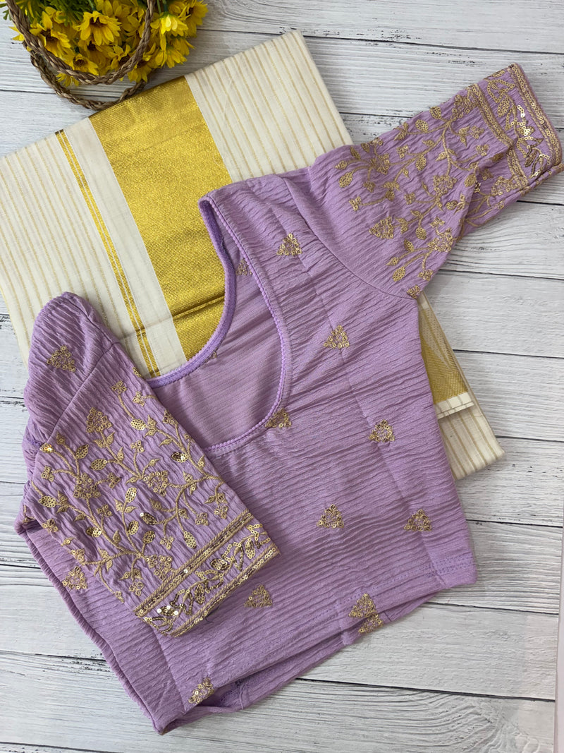 Stretchable Readymade blouse with sequence work- MSBL