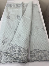 Striped Mul chanderi saree with applique borders MSH987- PaleBlue