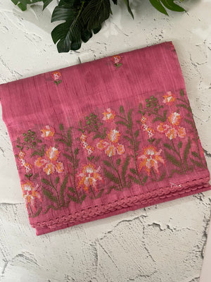 Blended matka Tussar silk saree with embroidery MS4856