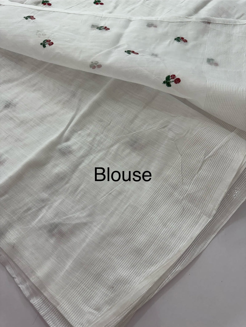 Slub cotton saree with embroidery MS2302