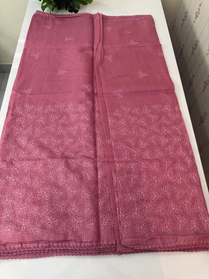 Soft kota checks saree with embroidery SDJCS21