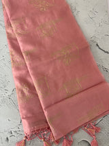 Tussar finish soft silk saree with thread embroidery MTS568 PeachPink