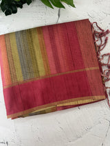 Multi color Semi silk saree with borders MSS489