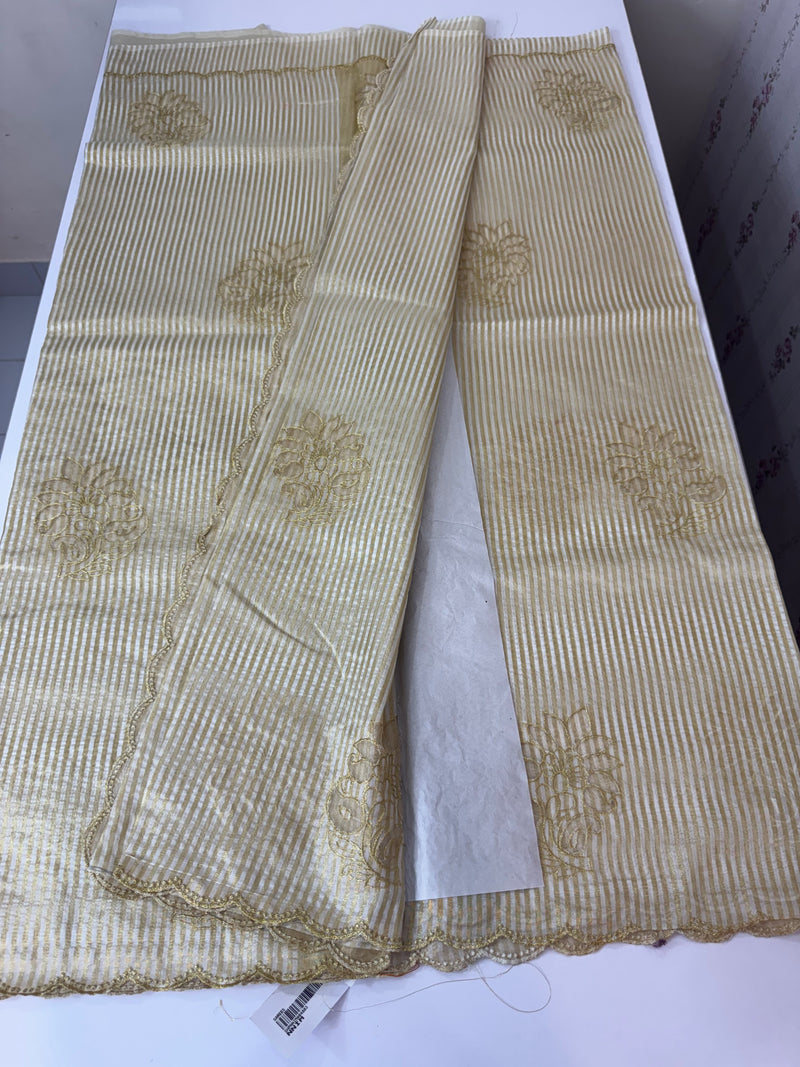 Tissue mix Soft silk saree with applique work MS8146 - Golden