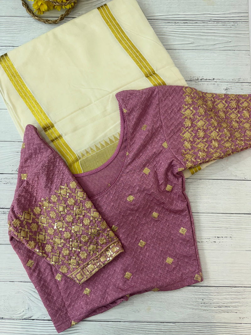 Stretchable Readymade blouse with sequence work- MSBL