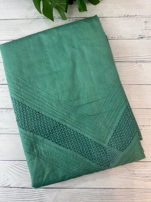 Supernet saree with crochet work and lace border MCJ5433 - JadeGreen
