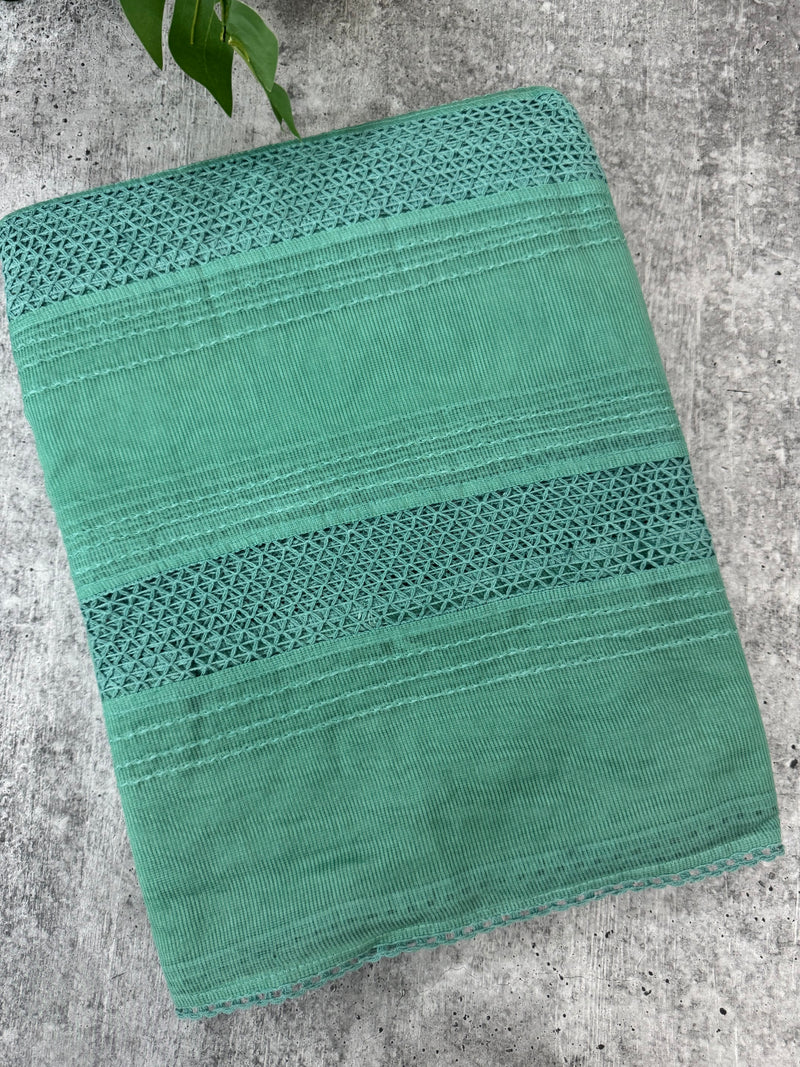 Supernet saree with crochet work and lace border MCJ5433 Jade Green