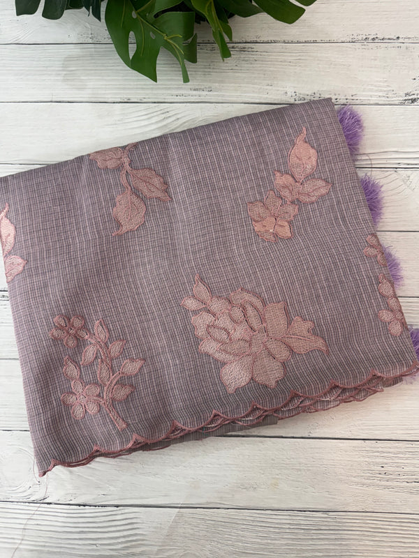 Silky kota embroidery saree  MSK890 DuskyMauve