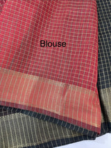 Semi silk saree with checks applique work MSS5687