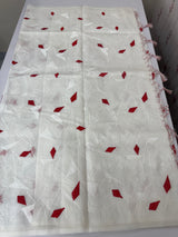 Kota Moonga checks saree with thread work MSH294 - White to Red