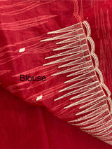 Semi soft Organza saree with zari thread work MSB8433 Red