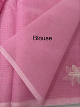 Kota checks saree with embroidery MS7699 - Pink