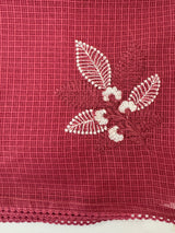 Kota  checks saree with embroidery - MS7679 BerryPink