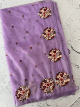 Glass tissue organza saree with embroidery MSF130